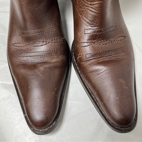 Womens sz 8M Matisse Chocolate Leather Point Toe Cowboy Western Pull Up Boots - Picture 2 of 14